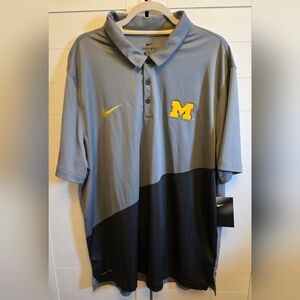 Nike Golf Dri-Fit Michigan Wolverines Golf Polo Grey Size XXL March Madness NWT